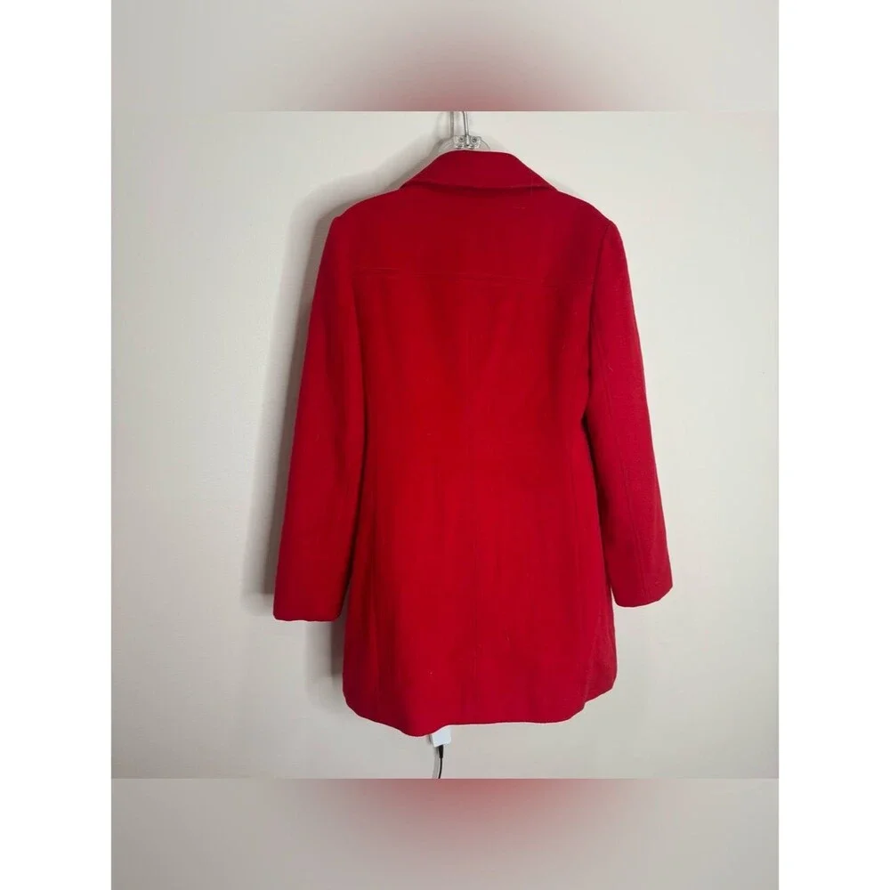 J. Jill Vibrant Red Wool Pea Coat Button front jacket size small classic winter